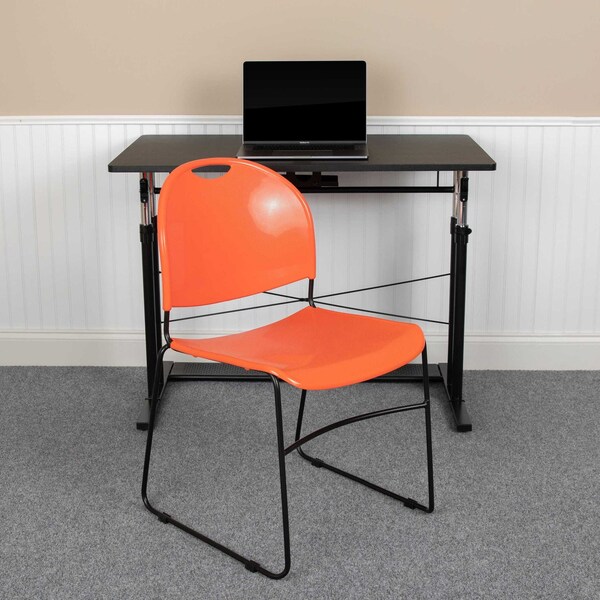Flash Furniture Orange Plastic Stack Chair, PK5 5-RUT-188-OR-GG - main